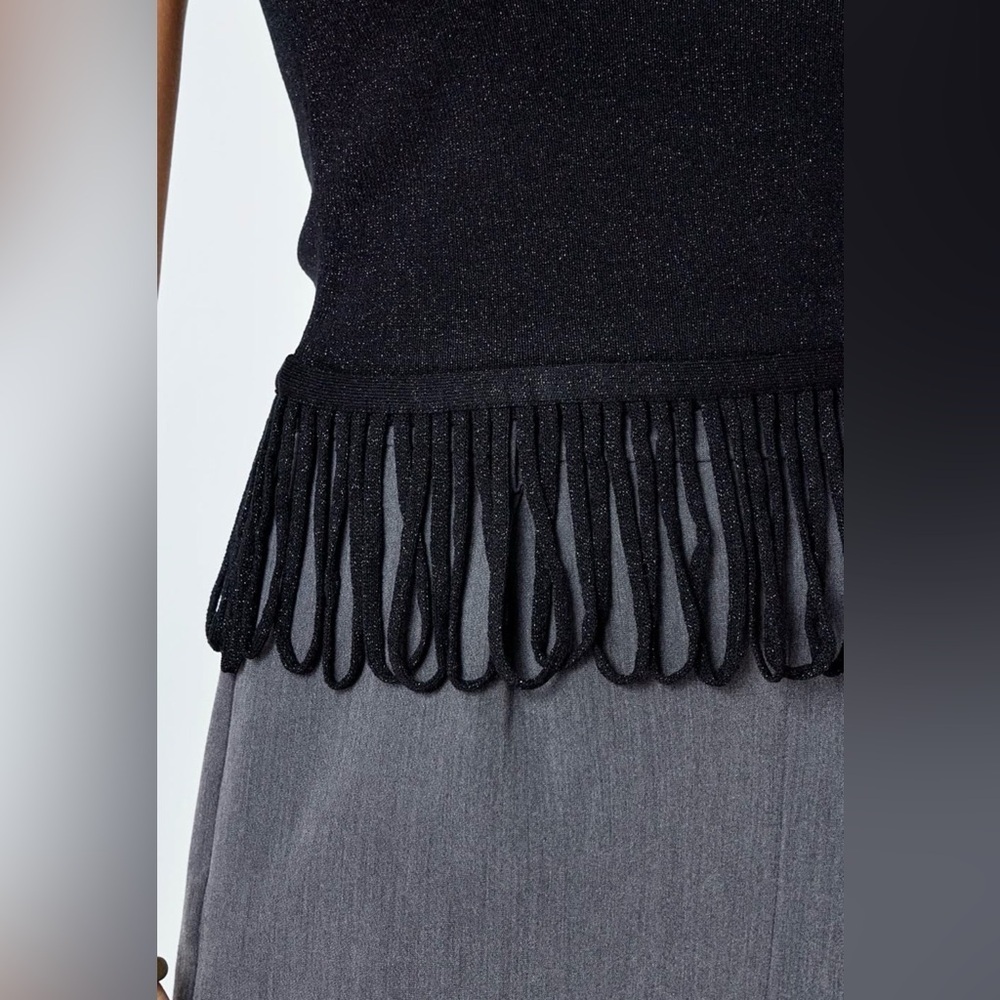 Endless Rose Black Fringe Tank Top NWOT - Picture 4 of 6